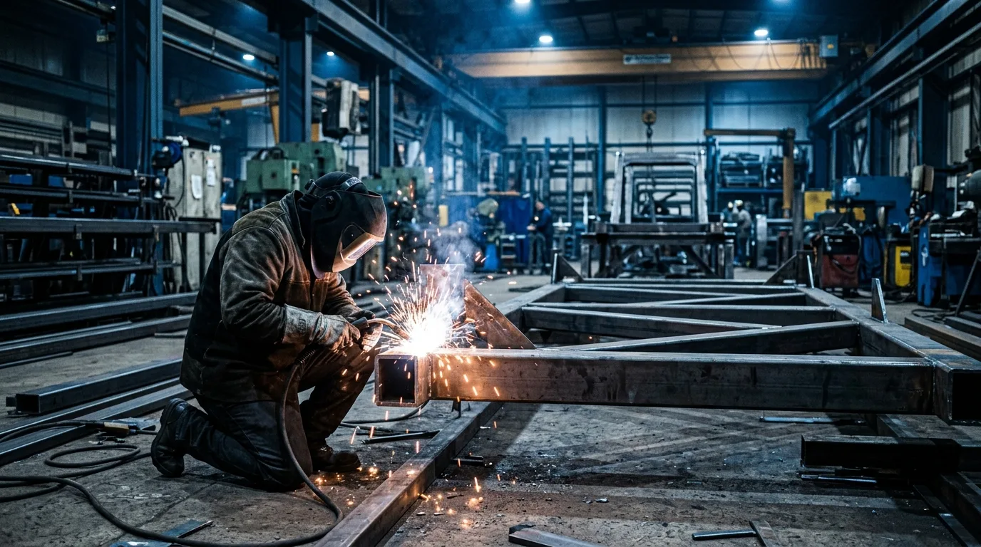Linha de produção industrial em atividade